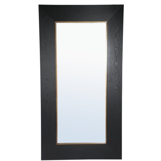 Tiess Black Wooden Veneer Mirror Rect Gold Rim L