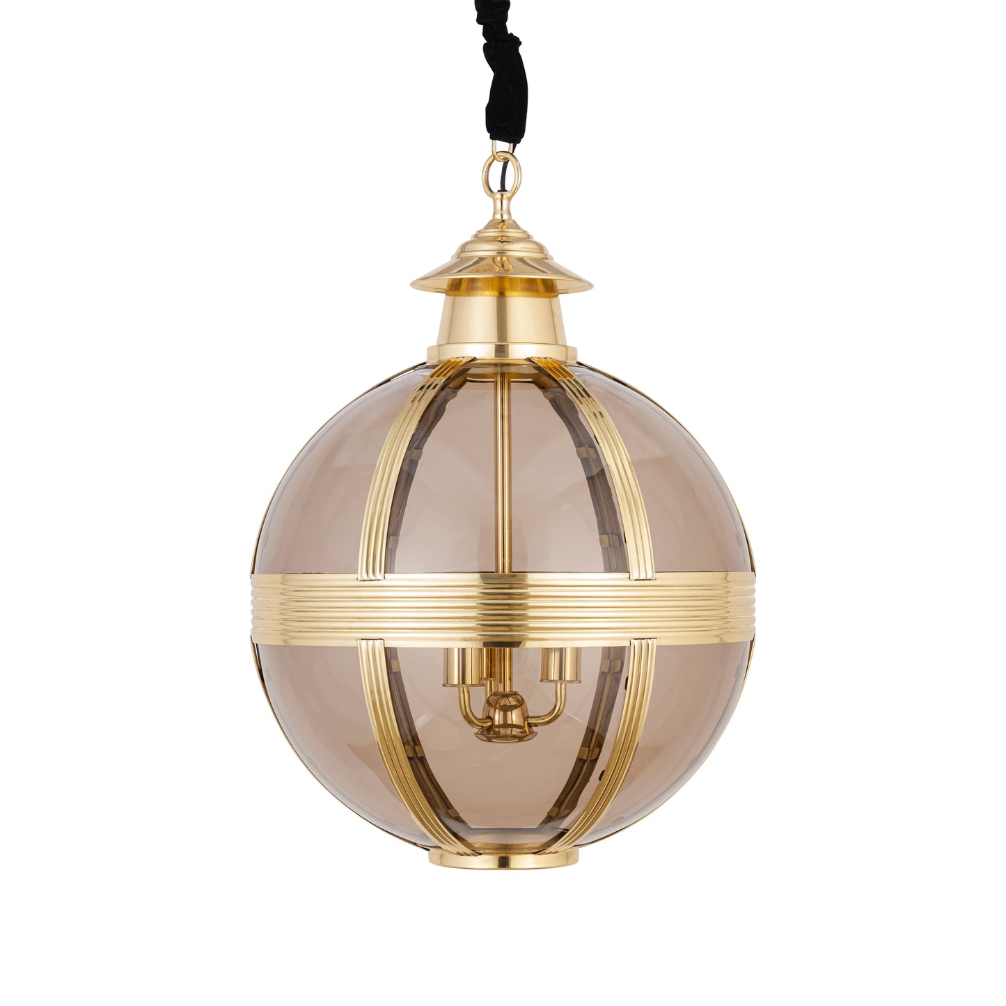 Mikk Brass Antique Luster Glass Hanging Lamp Rnd M