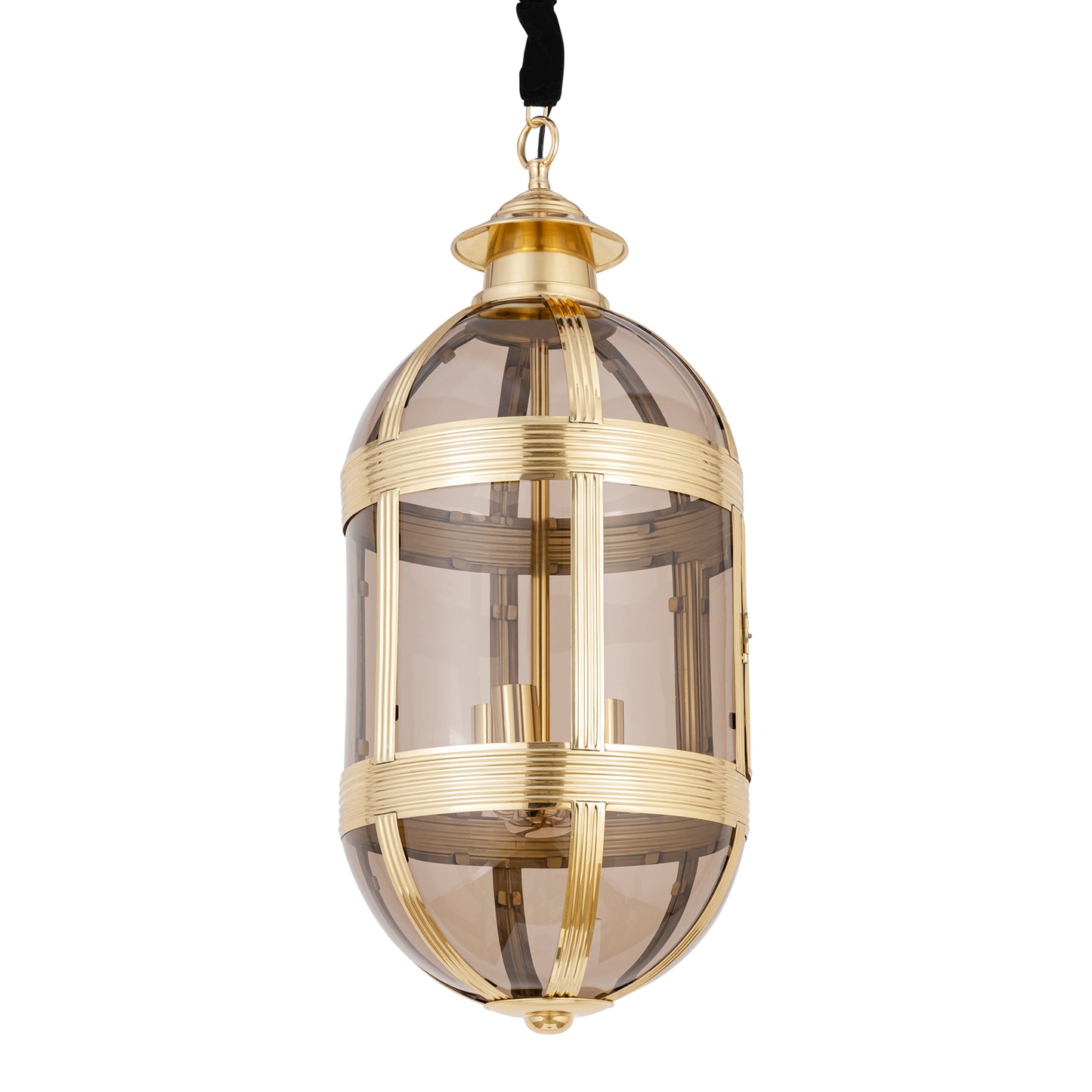 Mikk Brass Antique Lusterglass Hanging Lamp Oval L