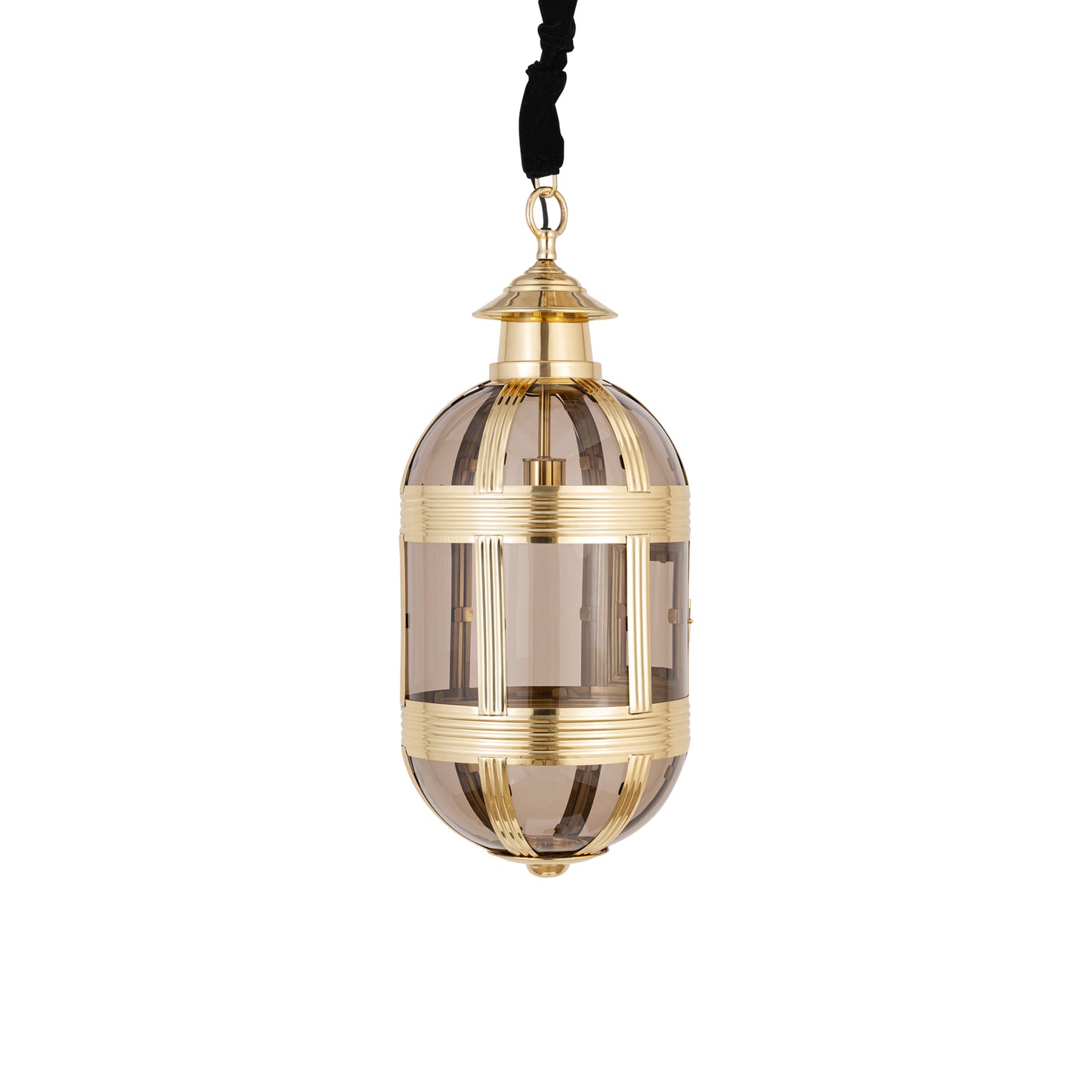 Mikk Brass Antique Lusterglass Hanging Lamp Oval S