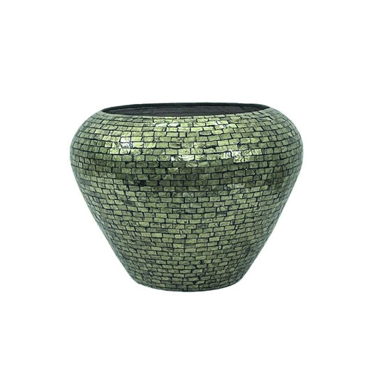 Cherryl Champagne Ronde Poly Capiz Bamboe Pot L 50x40x40 cm
