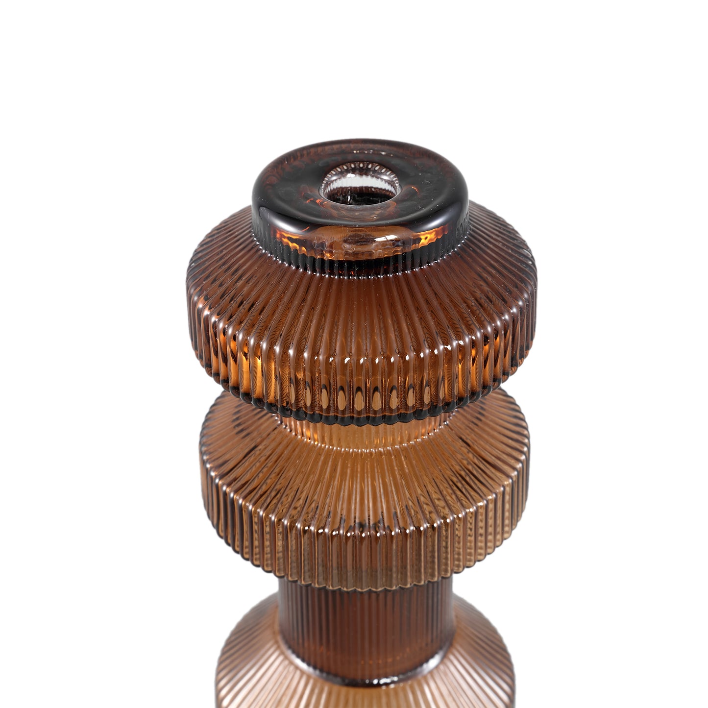 Galinda Brown Ribbed Glass Candle Holder Bulby S