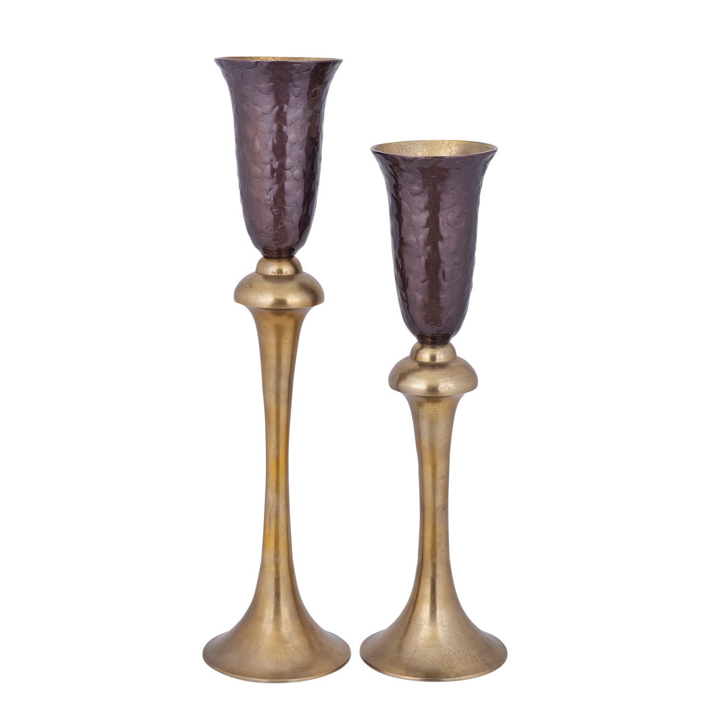 Lysse Donkerbruine Gegoten Aluminium Emaille Goblet Vaas L 109x27.5x27.5 cm