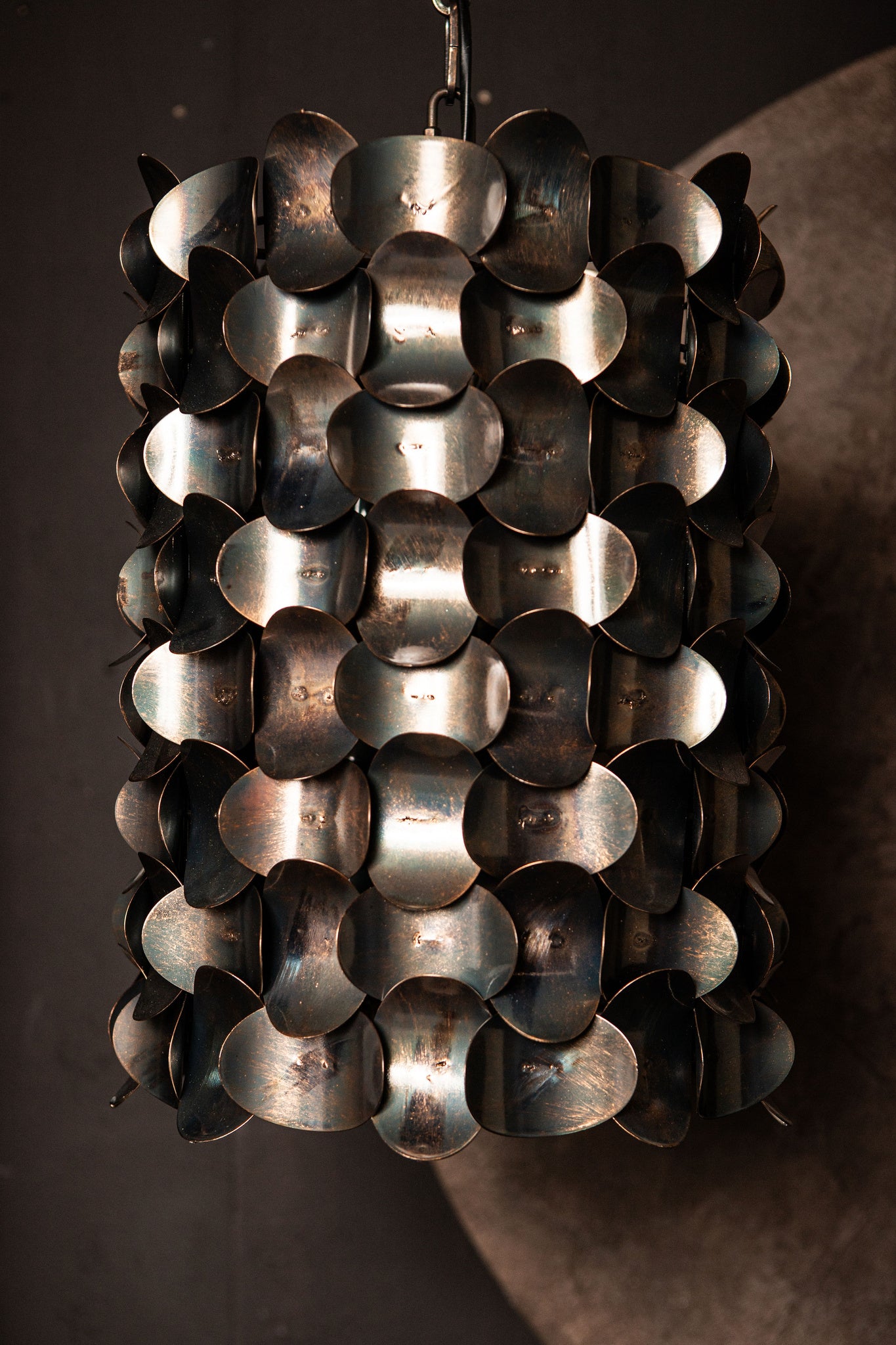 Jaye Black Iron Hanging Lamp Circle Pattern Wide