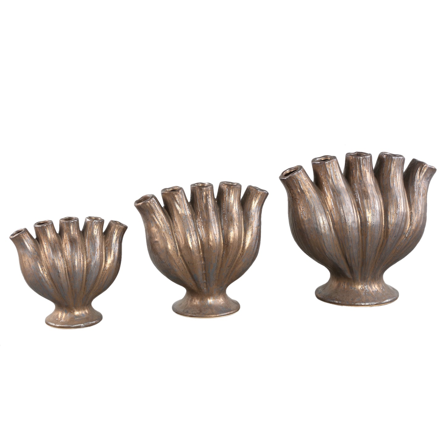Gylian Bronze Tubes Shaped Ceramic Vase L