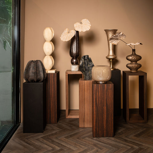 Tiess Brown Wooden Veneer Pedestal Open Rectangle