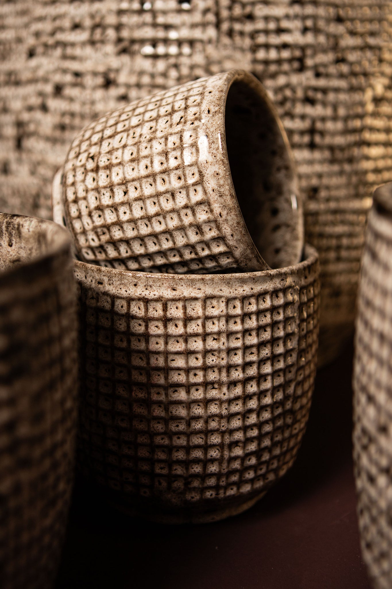 Elana White Round Ceramic Pot With Grey Pattern L