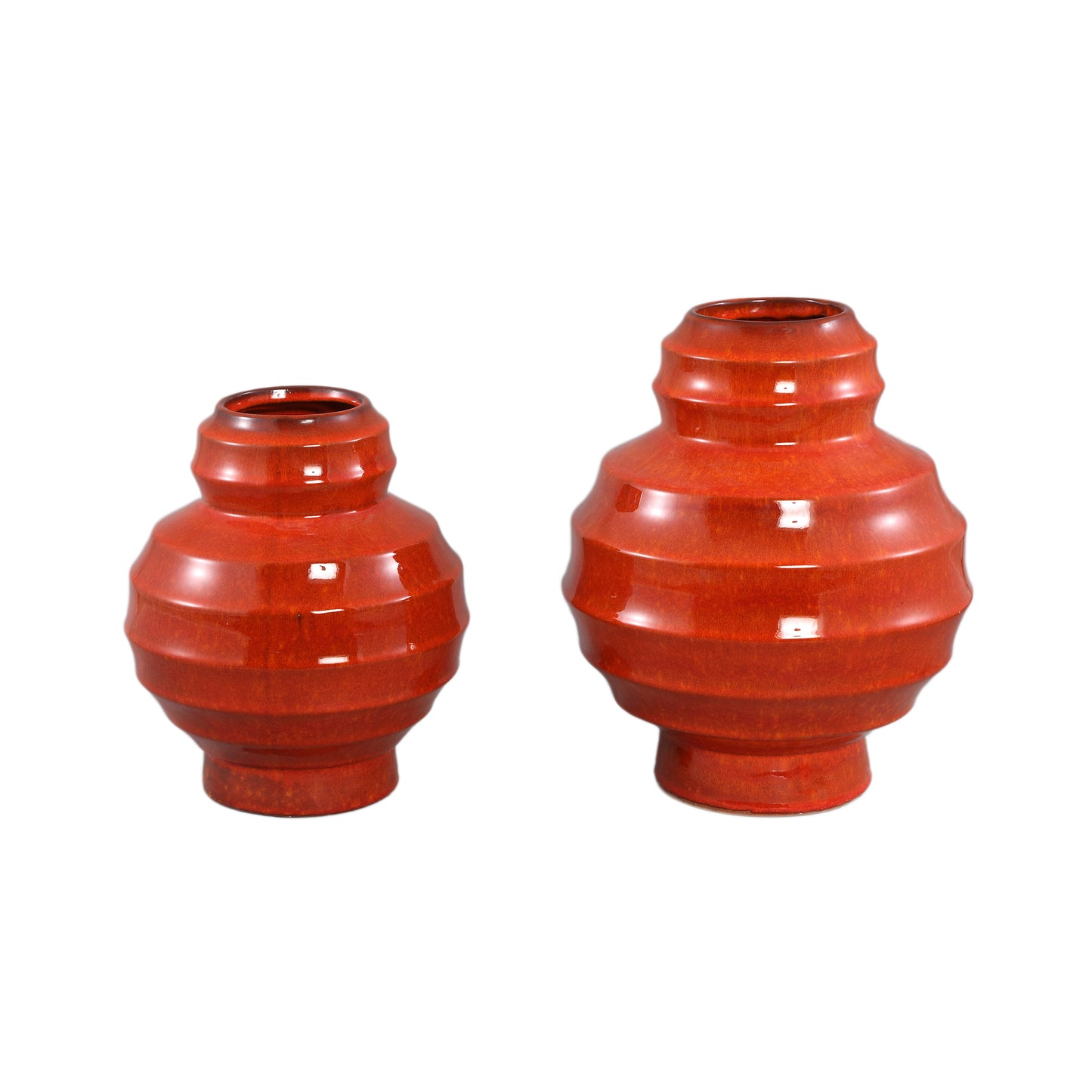 Portian Orange Glazed Ceramic Vase Layered L