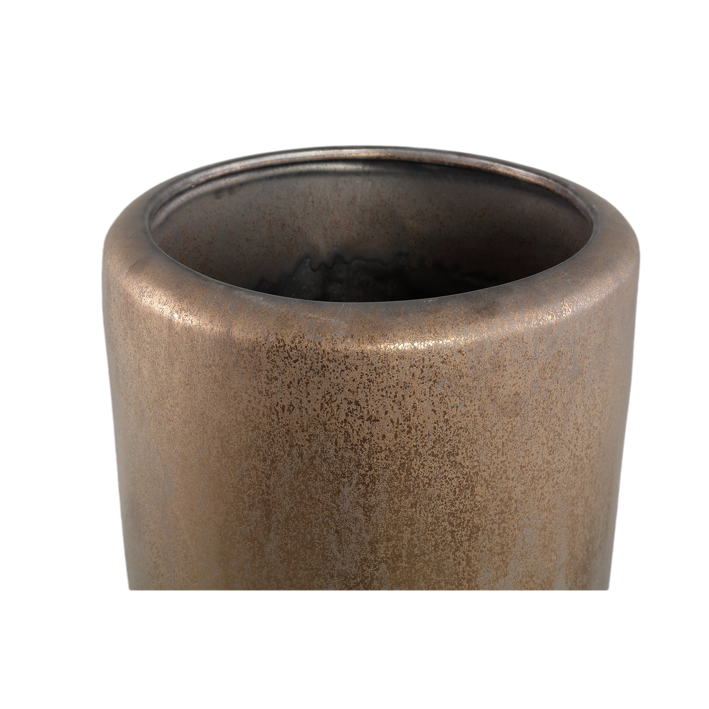 Kyleigh Bronze Round Ceramic Pot Smooth High L