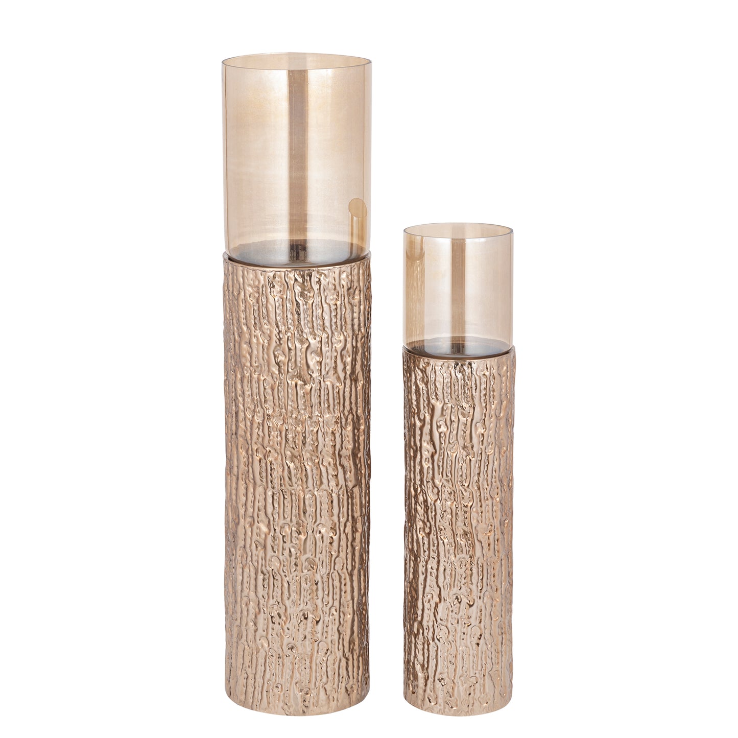 Rezy Bruin-Goud Groot Vloer Windlicht Amber Glans 68x17x17 cm