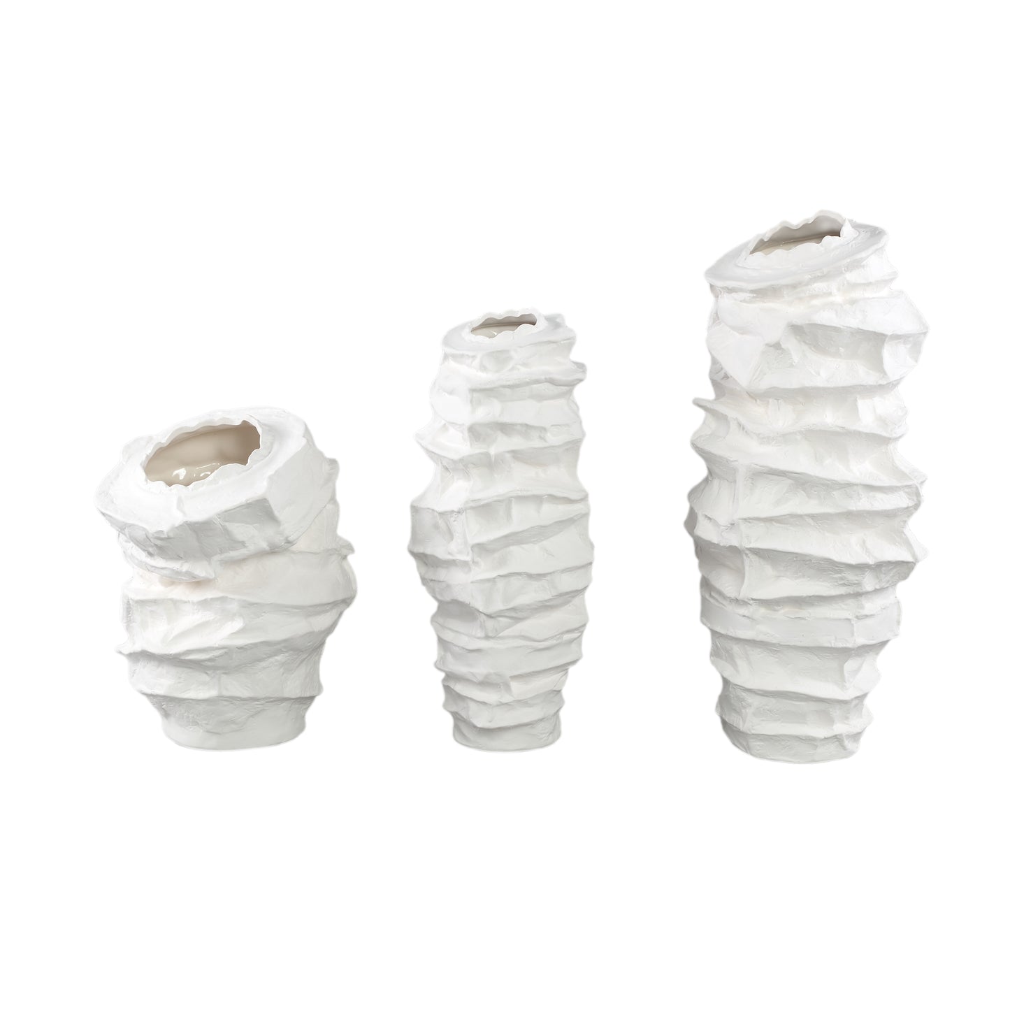 Aharon White Ceramic Irregular Shaped Vase Slim S