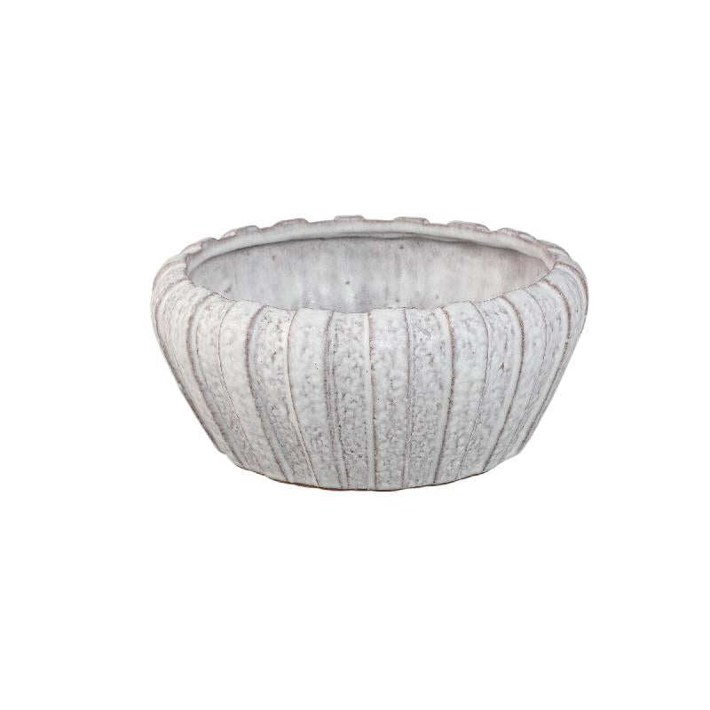 Mirei Witte Keramische Pot Verticaal Geribbeld Rond Set van 2 12x27x27 cm