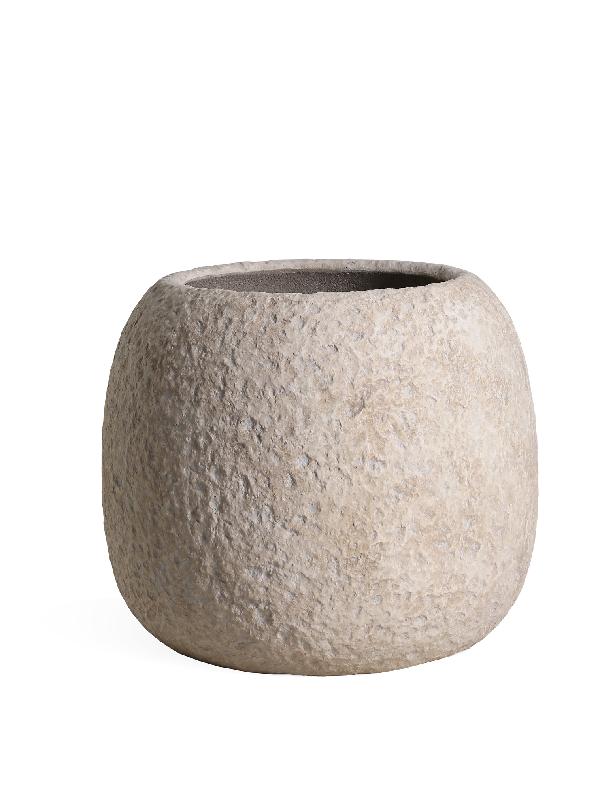 Meleyah Beige Fiber Cement Pot Rotsachtig Uiterlijk Rond L 46x55x55 cm