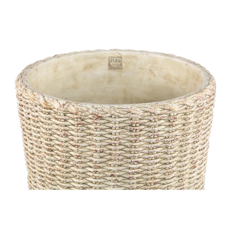 Ranel Crème Ronde Cementpot met Mandpatroon XXL 40x40x40 cm