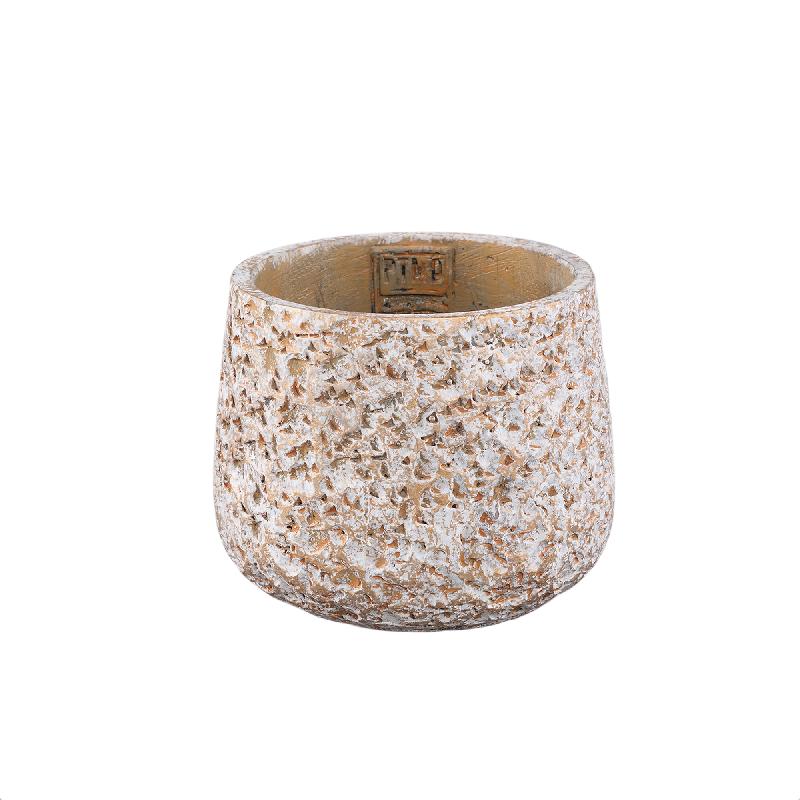 Ziven Witte Ronde Cementpot Ruw Patroon S - Set van 12 9.5x12x12 cm