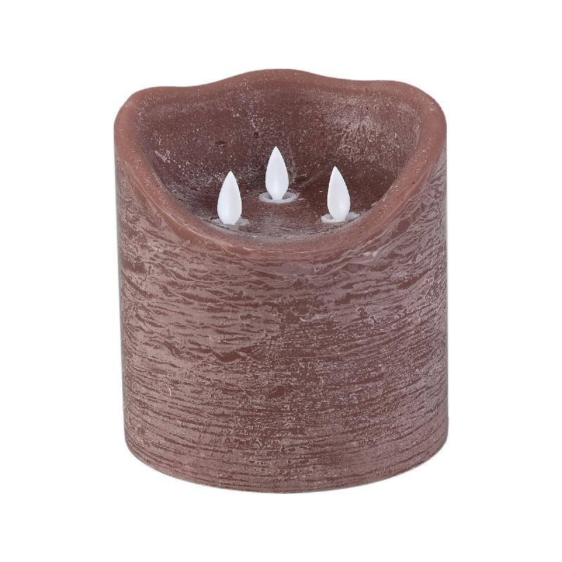 LED Lichtkaars Rustiek Bruin Beweegbaar 3 Vlammen Set van 6 Stuks 15x15x15 cm