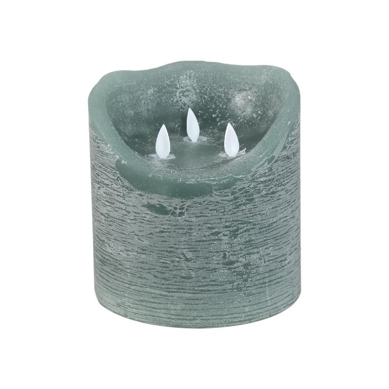 LED-Kaars Rustiek Teal met Bewegende Vlammen Set van 6 Stuks 15x15x15 cm