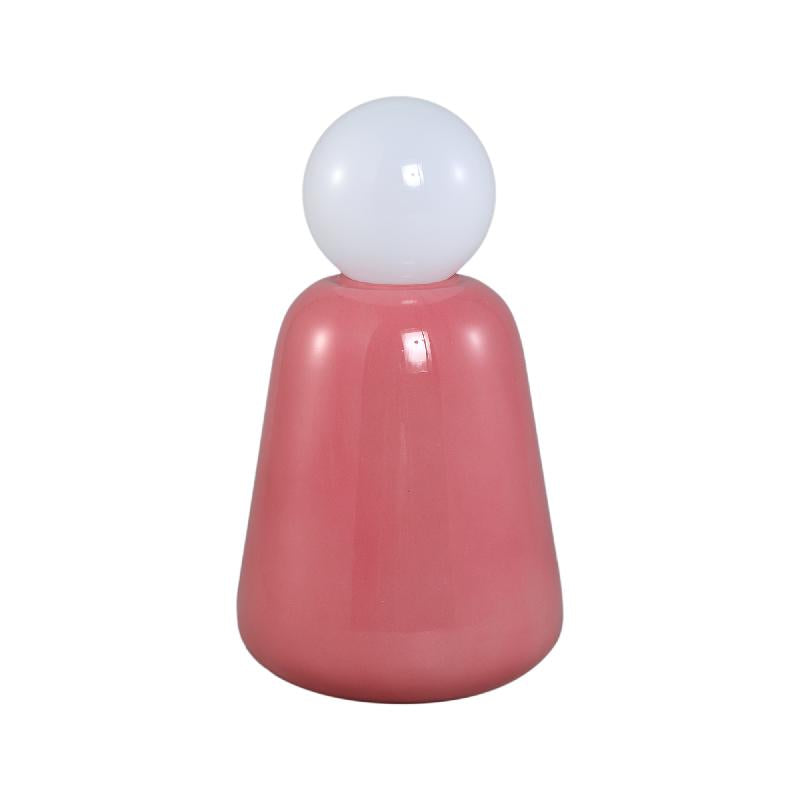 Garine Donkerroze Glazen LED-lamp Oplaadbaar Set van 2 25x14x14 cm