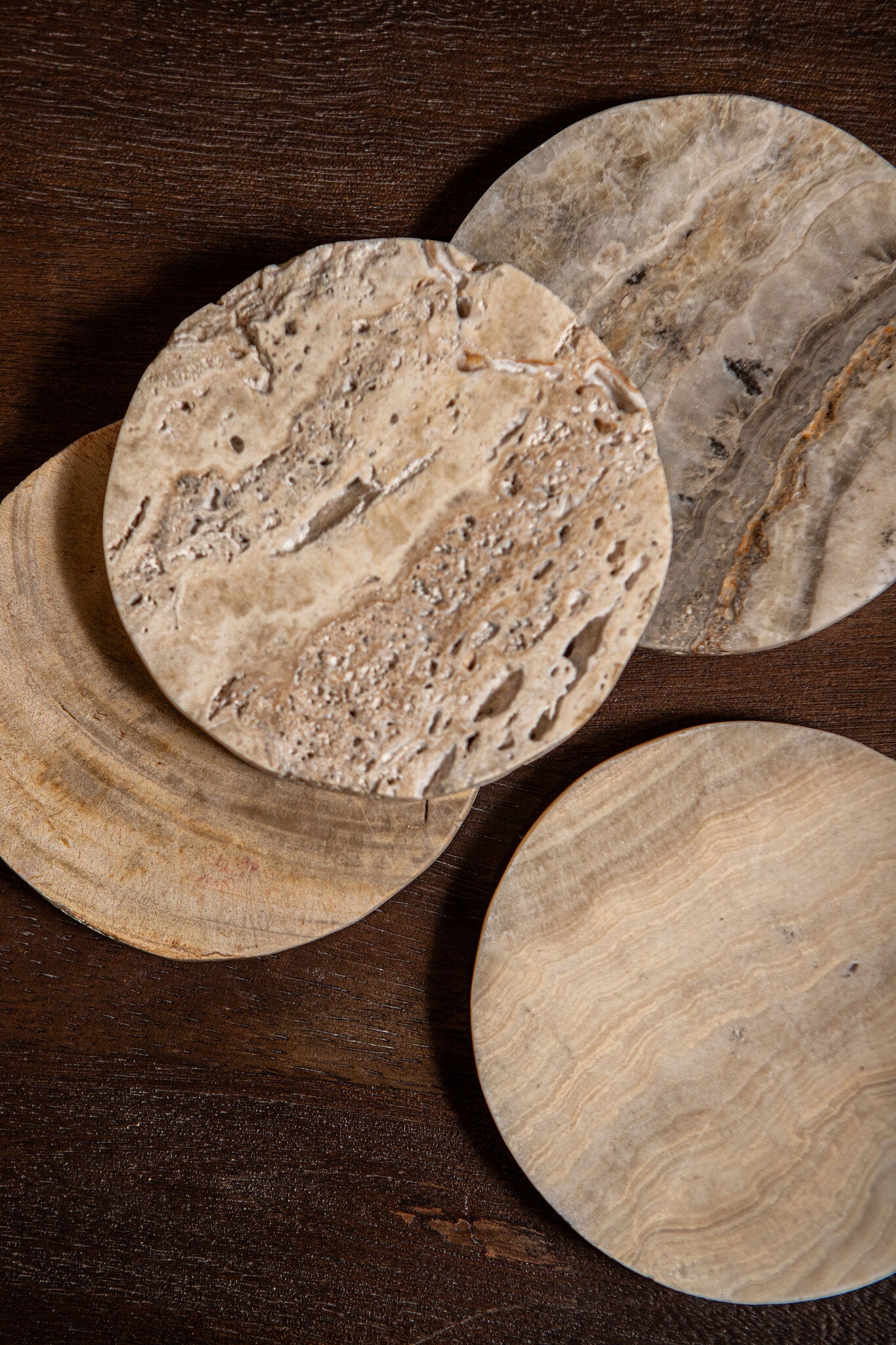 Jaidan Natuurlijke Versteende Hout Onderzetters Set Van 2 1x10x10 cm