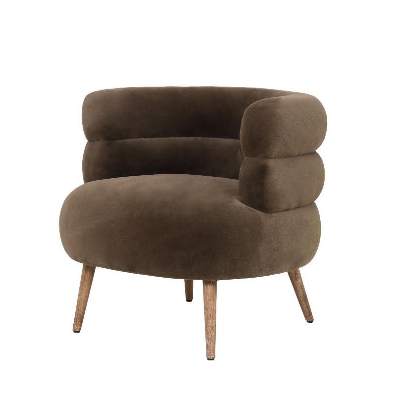 Nelly Donkerbruine Fauteuil met Fluffy Stof 70x76x75 cm