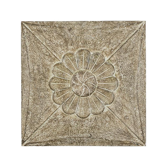 Flowin Champagne MDF Vierkant Bloemen Wandpaneel M - Set van 2 60x60x3 cm