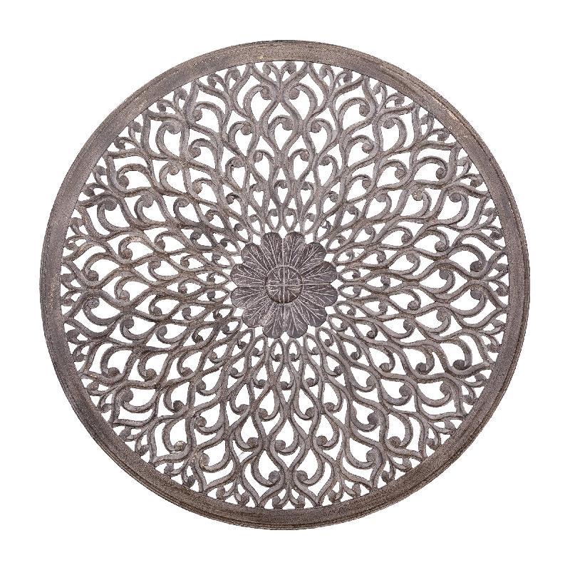 Vane Donkergrijs MDF Rond Gekerfd Wandpaneel M 120x120x2.7 cm