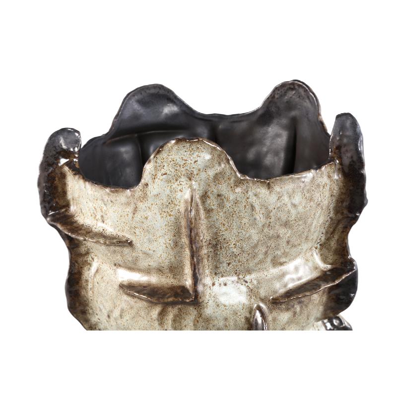 Cosha Beige Keramische Bulby Vaas Met Lijndesign 55x29x27.5 cm