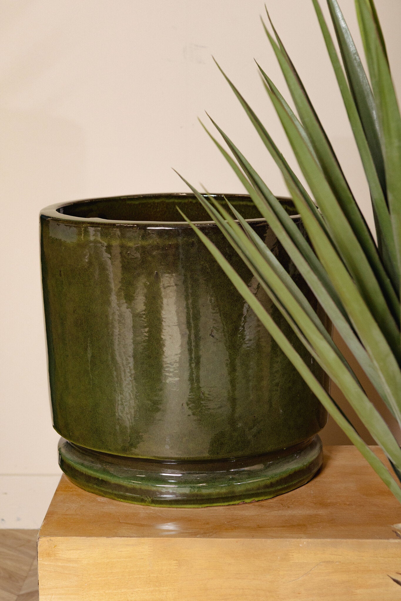 Madsen Donkergroene Keramische Cilinder Pot Set Van 3 Low 45x49.5x49.5 cm