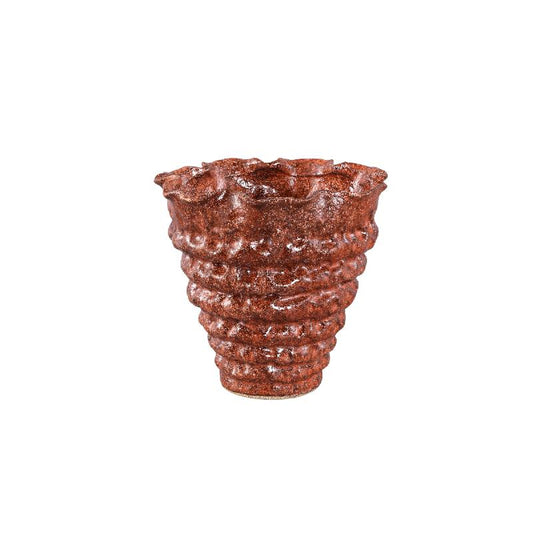 Nianh Bordeaux Keramische Vaas Geribd Rond M Set van 4 Stuks 21x22.5x22.5 cm