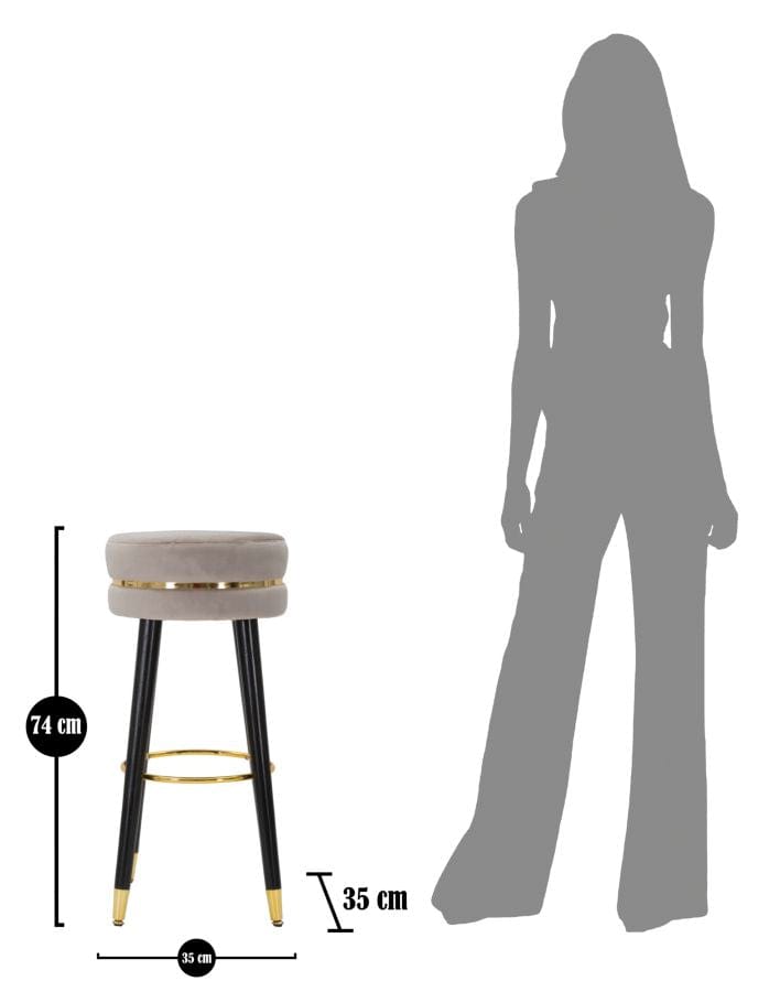 Mauro Ferretti BAR STOOL PARIS GRIGIO/GOLD CM Ø 35X74