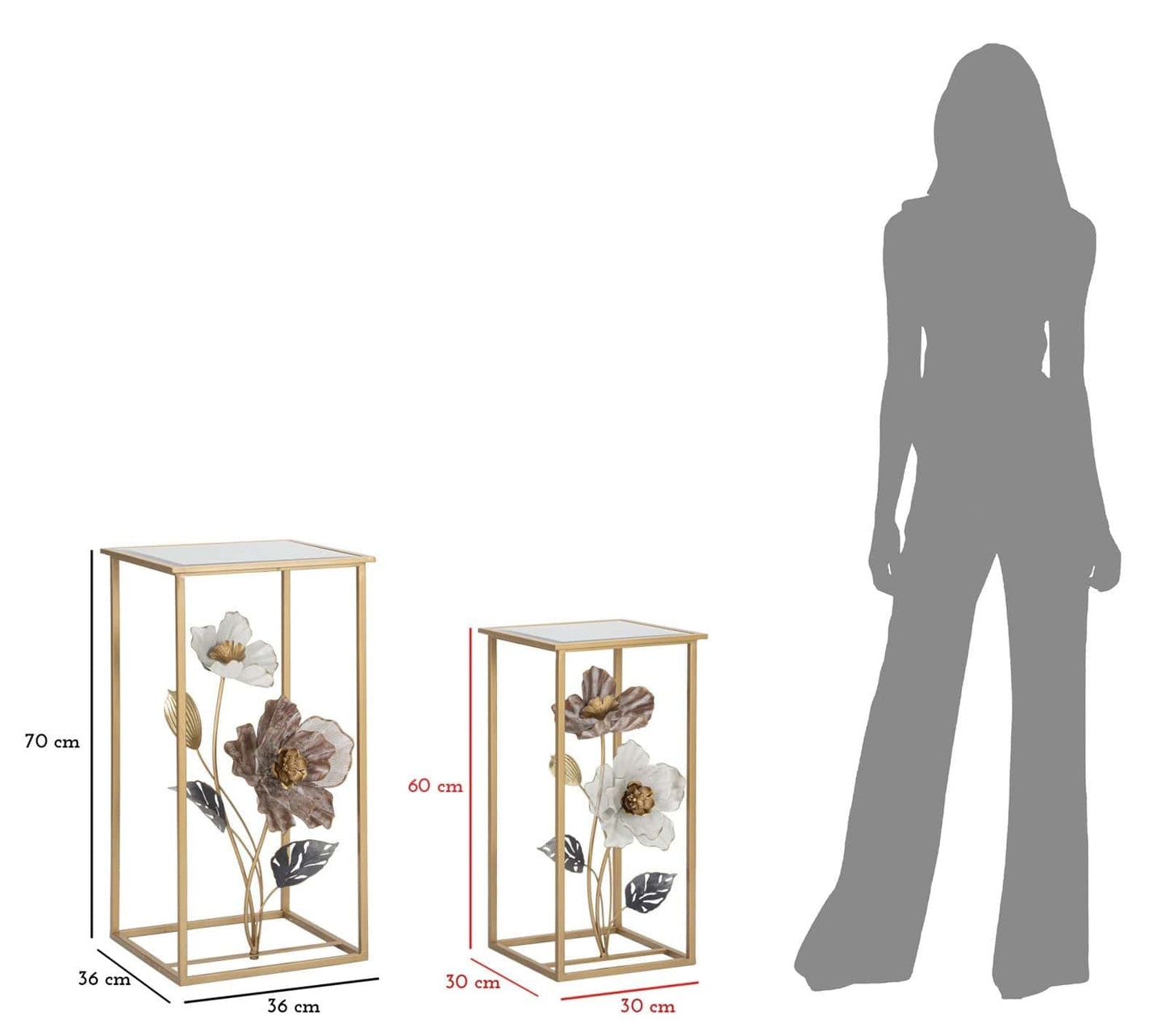 Mauro Ferretti TABLE FLOWER SET 2 PCS CM 36X36X70-30X30X60