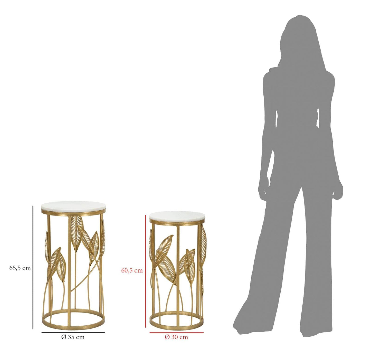 Mauro Ferretti TABLE LEAF SET 2 PCS CM Ø 35X65,5-30X60,5