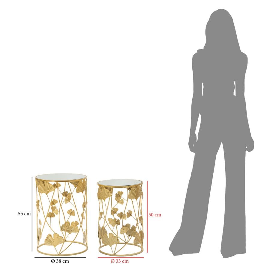 Mauro Ferretti TABLE LEAVY SET 2PCS CM Ø 38X55-33X50