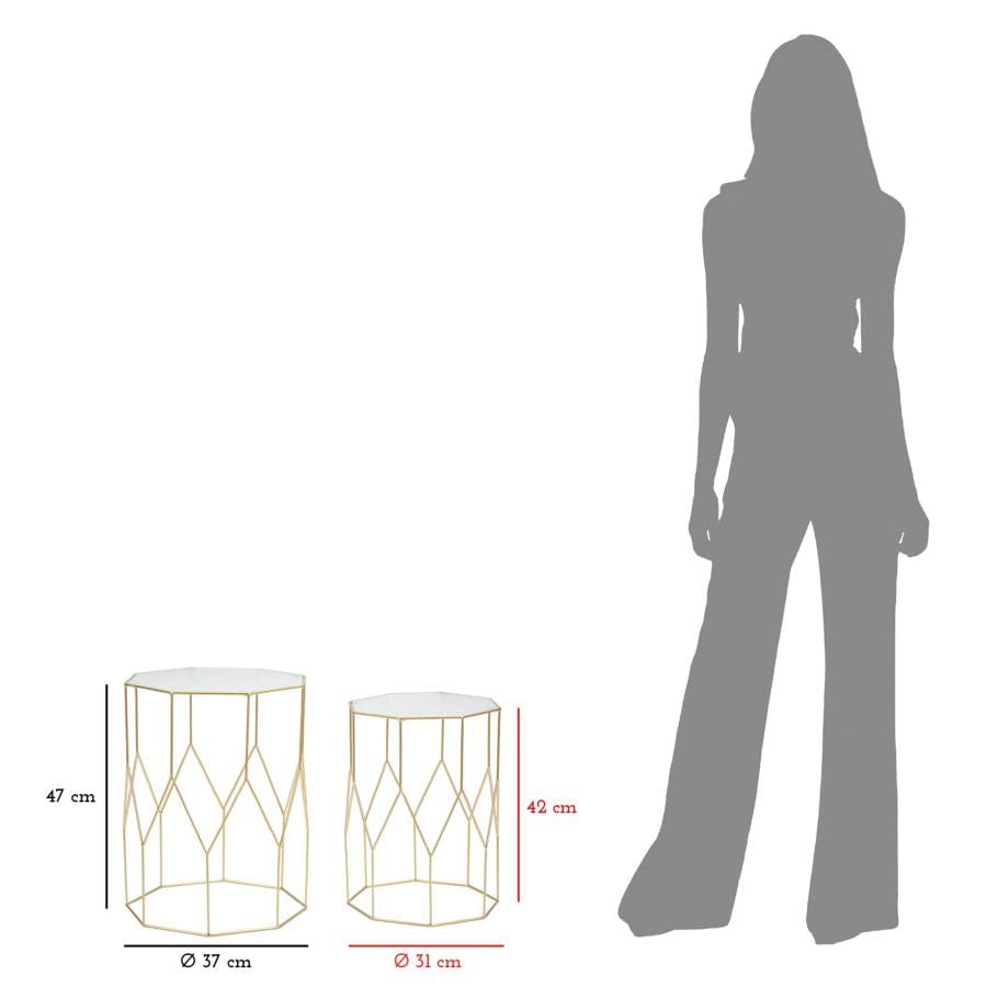 Mauro Ferretti TABLE NEW GLASS SET 2 PCS A CM Ø 37X47-31X42