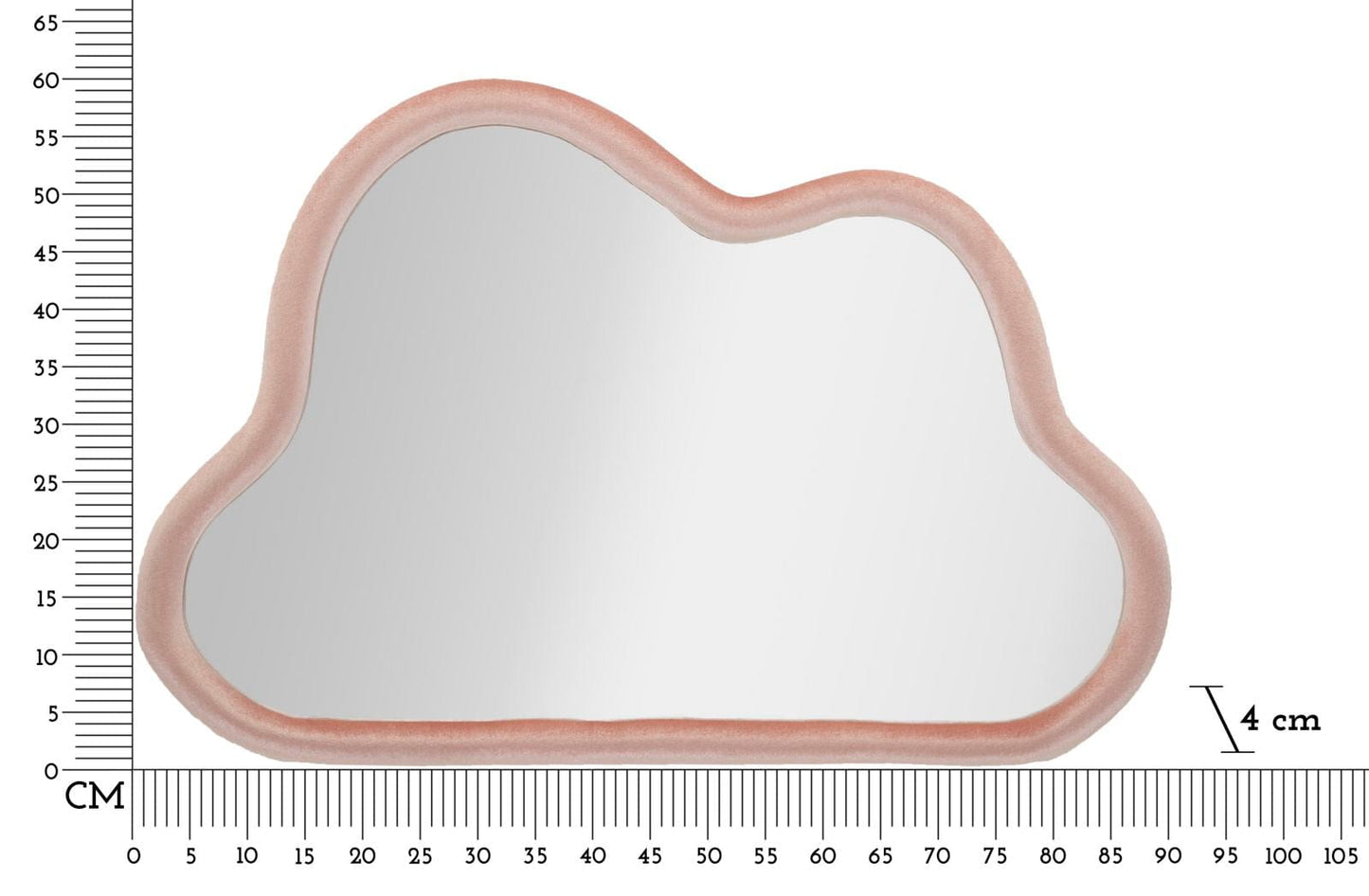 Mauro Ferretti WALL MIRROR CLOUD PINK VELVET CM 90X4X60