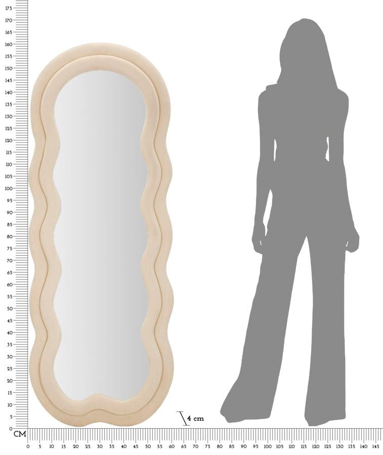 Mauro Ferretti WALL MIRROR MIKI CREAM VELVET CM 60X4X160