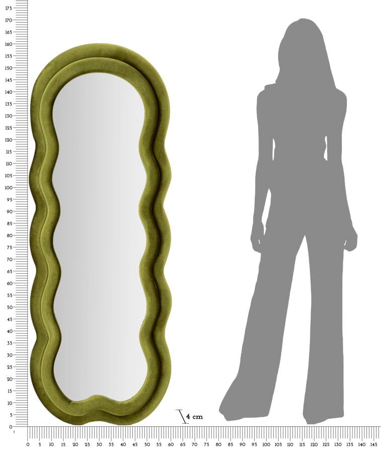 Mauro Ferretti WALL MIRROR MIKI GREEN VELVET CM 60X4X160