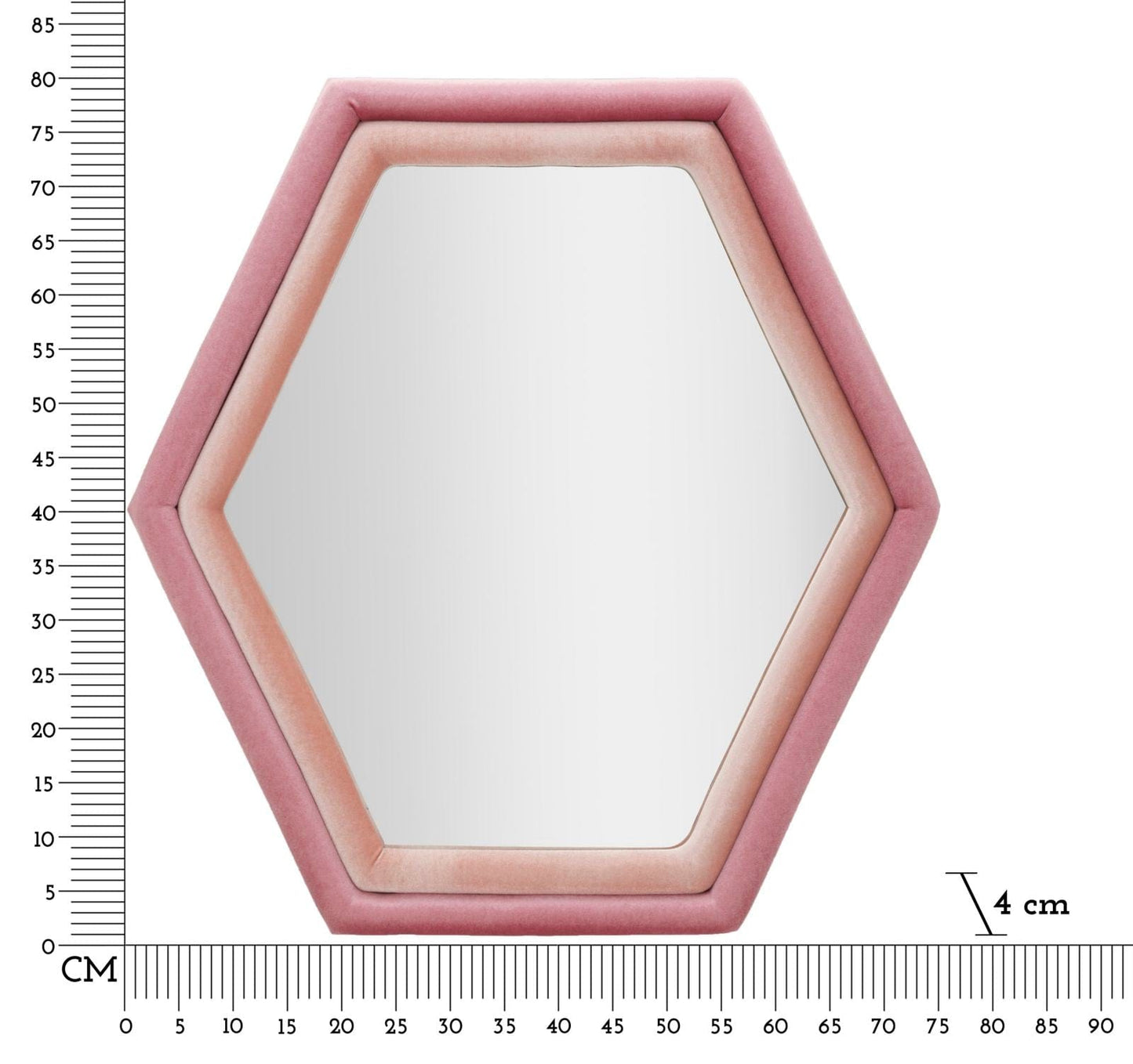 Mauro Ferretti WALL MIRROR TONY MIX PINK VELVET CM 75X4X80