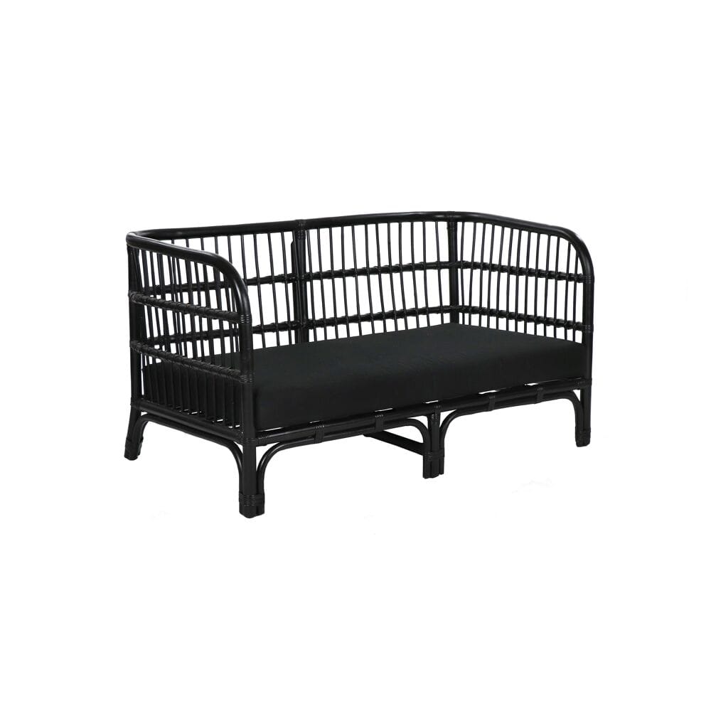 Pomax Zitbankelementen KIM - 2-ZITSBANK - ROTAN / STOF - L 120 X W 68 X H 67 CM - ZWART