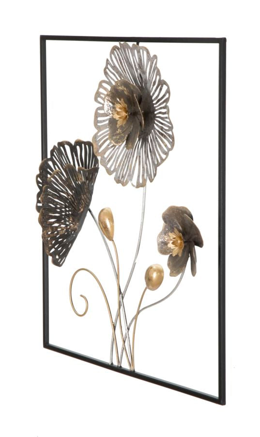 Ijzeren Wandpaneel Met Bloemen 50x50x5.5 cm
