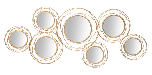 Gouden Wandpaneel Met Spiegels Rond 53.5x124.5x4 cm