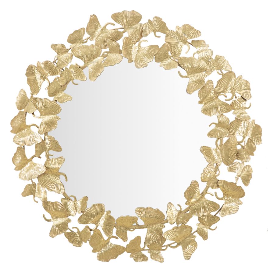 Bladmotief Wandspiegel Rond Goud 87x87x2.5 cm