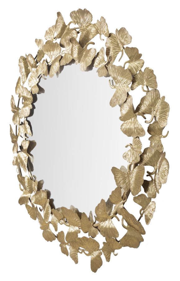 Bladmotief Wandspiegel Rond Goud 87x87x2.5 cm