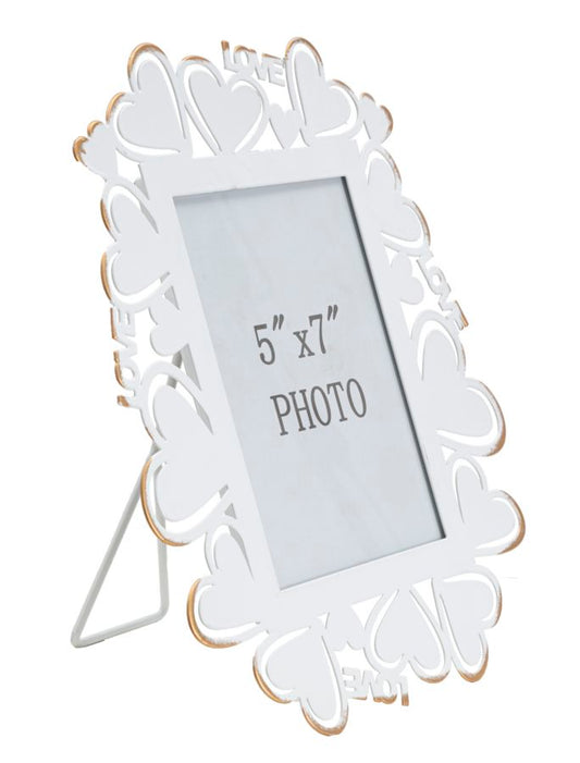 Witte Fotolijst Met Gouden Hartjes 27.7x25x14.5 cm