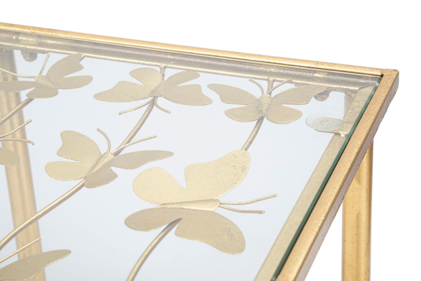Consoletafel Vlinders Glas Goud 80x100x35 cm
