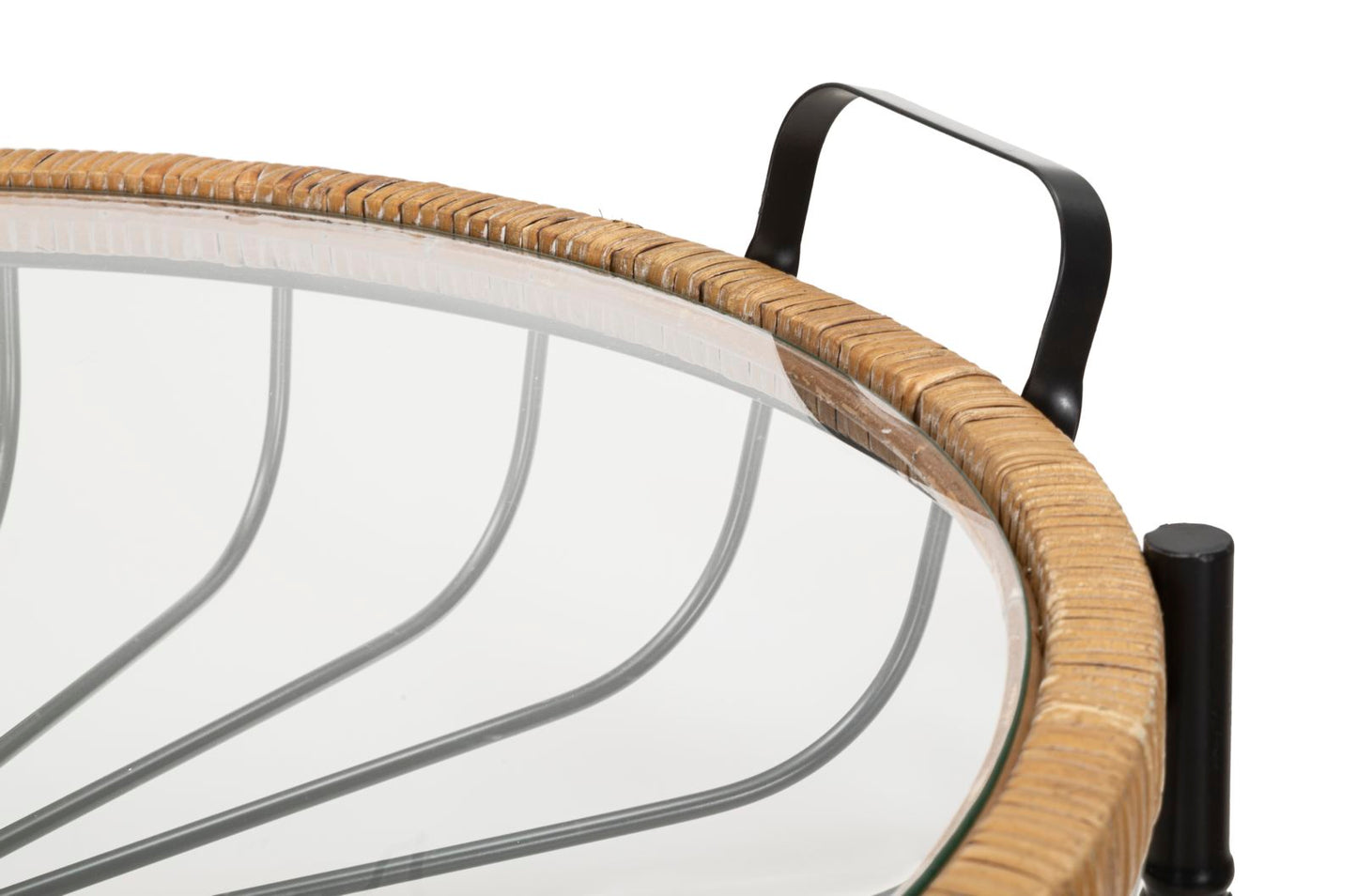 Salontafel Cebu Met Glas En Rattan 70.5x57x65 cm