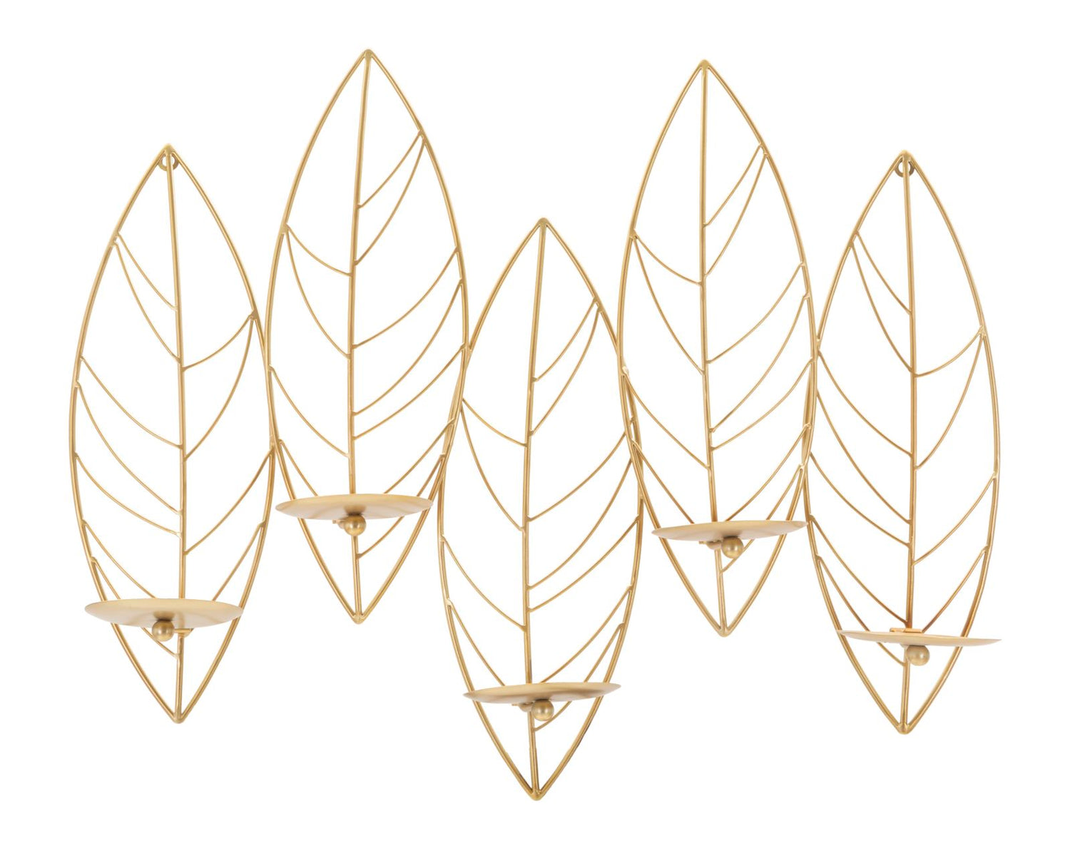 Wandkaarsenhouder Leaf Glam 56x66x14 cm
