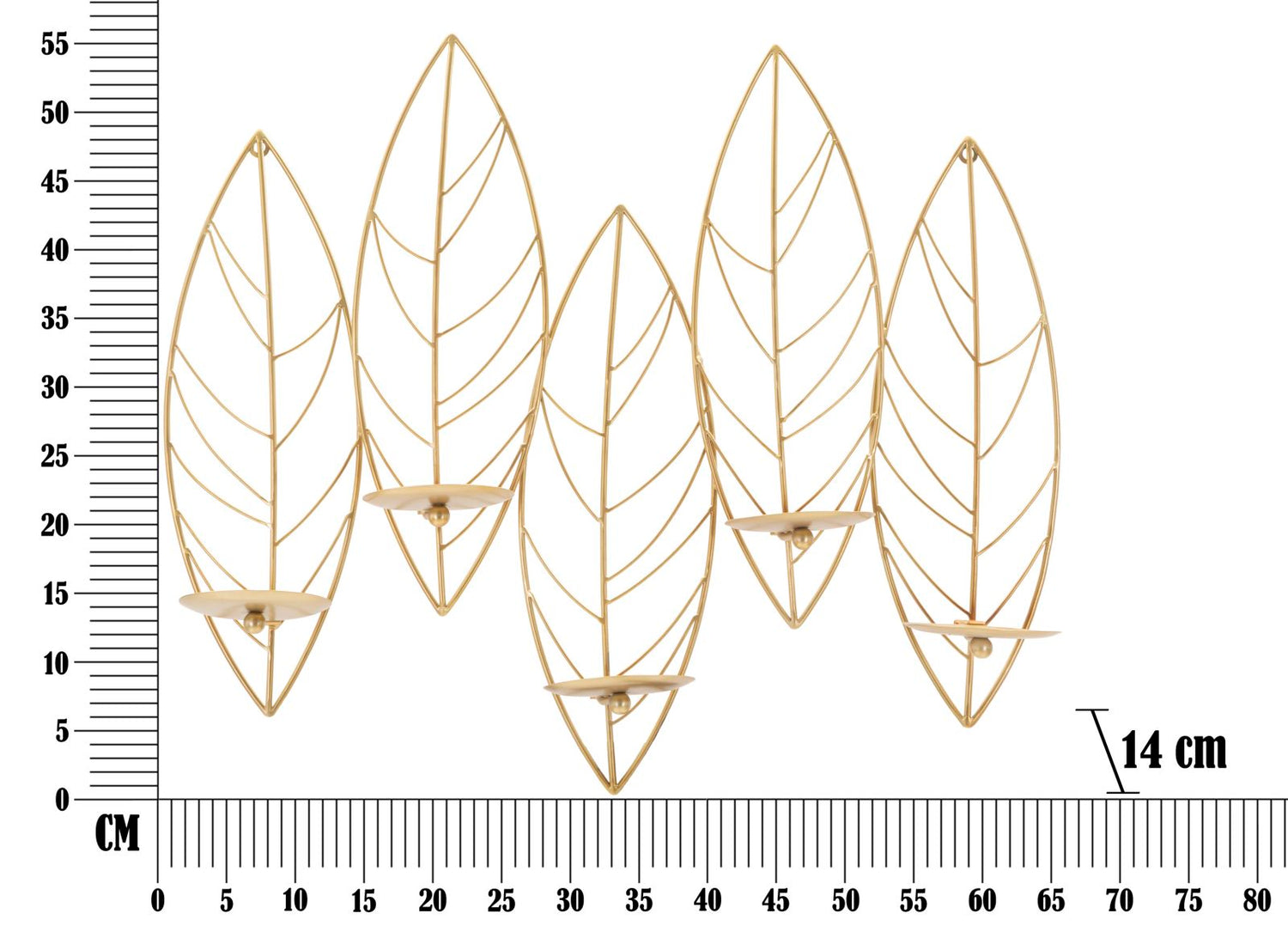 Wandkaarsenhouder Leaf Glam 56x66x14 cm