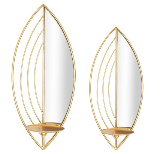 Wandkandelaar Blad Set 2 Stuks - Goud