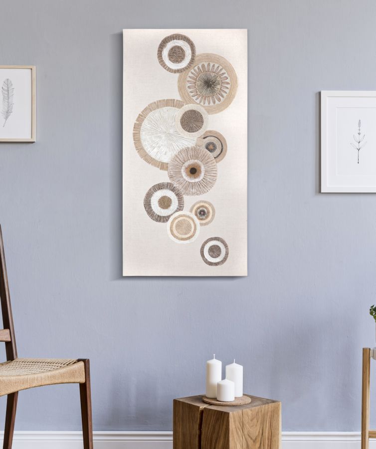 Wandschilderij Cirkel Met Reliëf - Boho Chic 100x50x3.2 cm